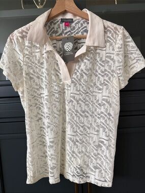 Vince Camuto Cream Lace Polo Shirt